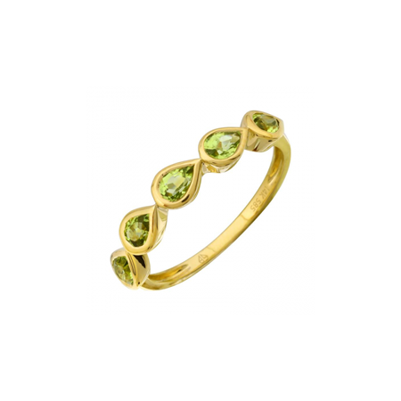 14K Gold Peridot Drops Ring