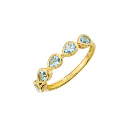 14K Gold Blue Topaz Drops Ring