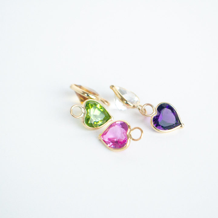 14K Gold Citrine Heart Earring Charm