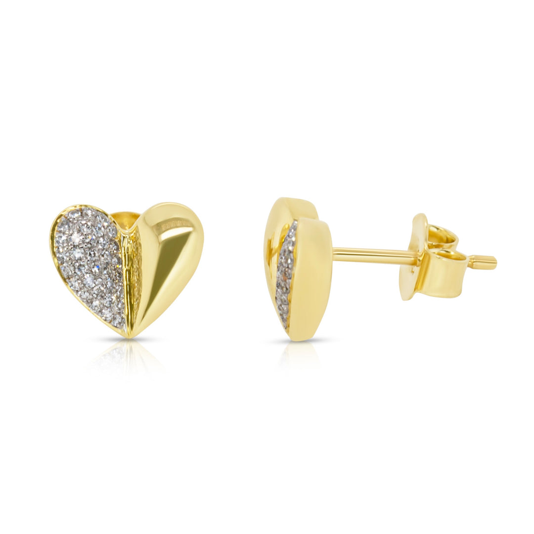 Half and Half Diamond Heart Studs