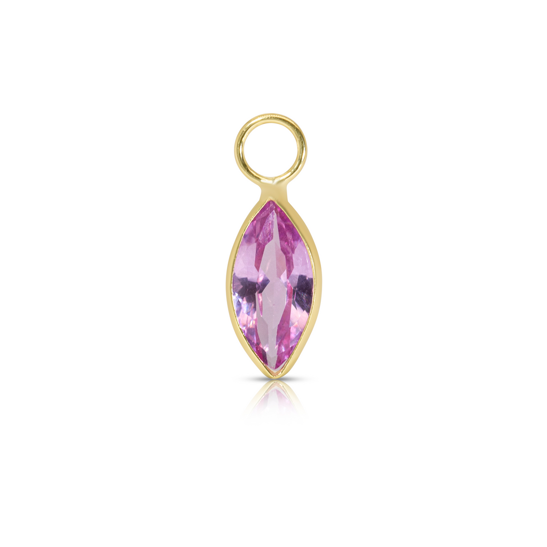 14K Gold Pink Marquise Earring Charm