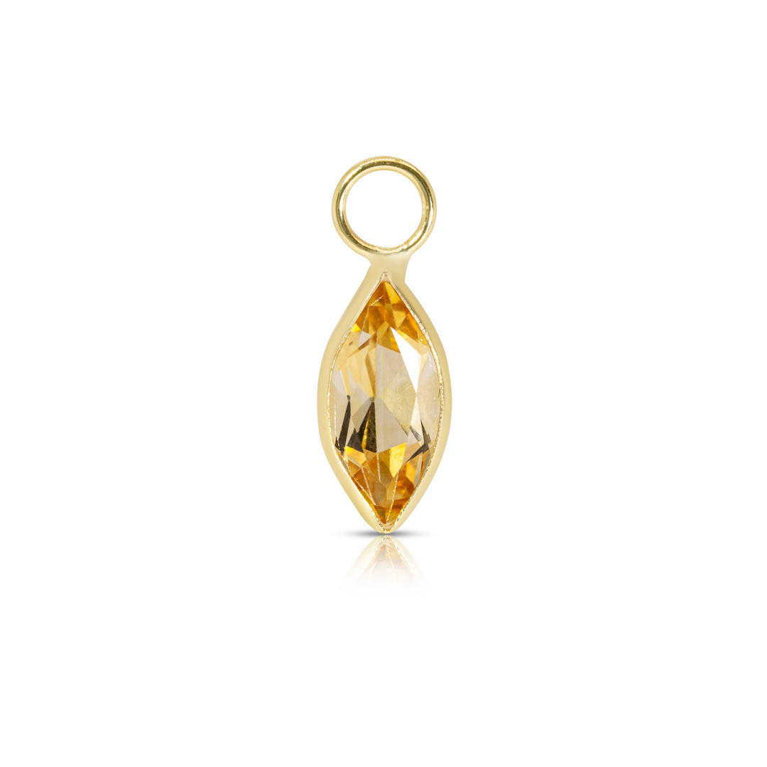 14K Gold Citrine Marquise Earring Charm