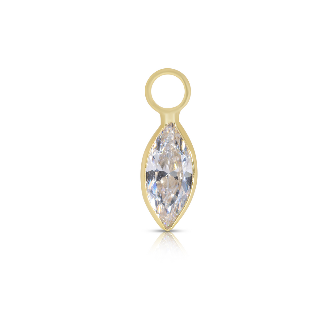 14K Gold White Marquise Earring Charm