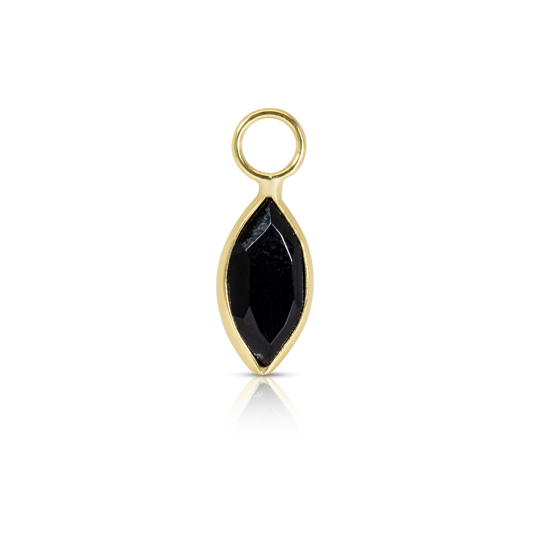 14K Gold Onyx Marquise Earring Charm