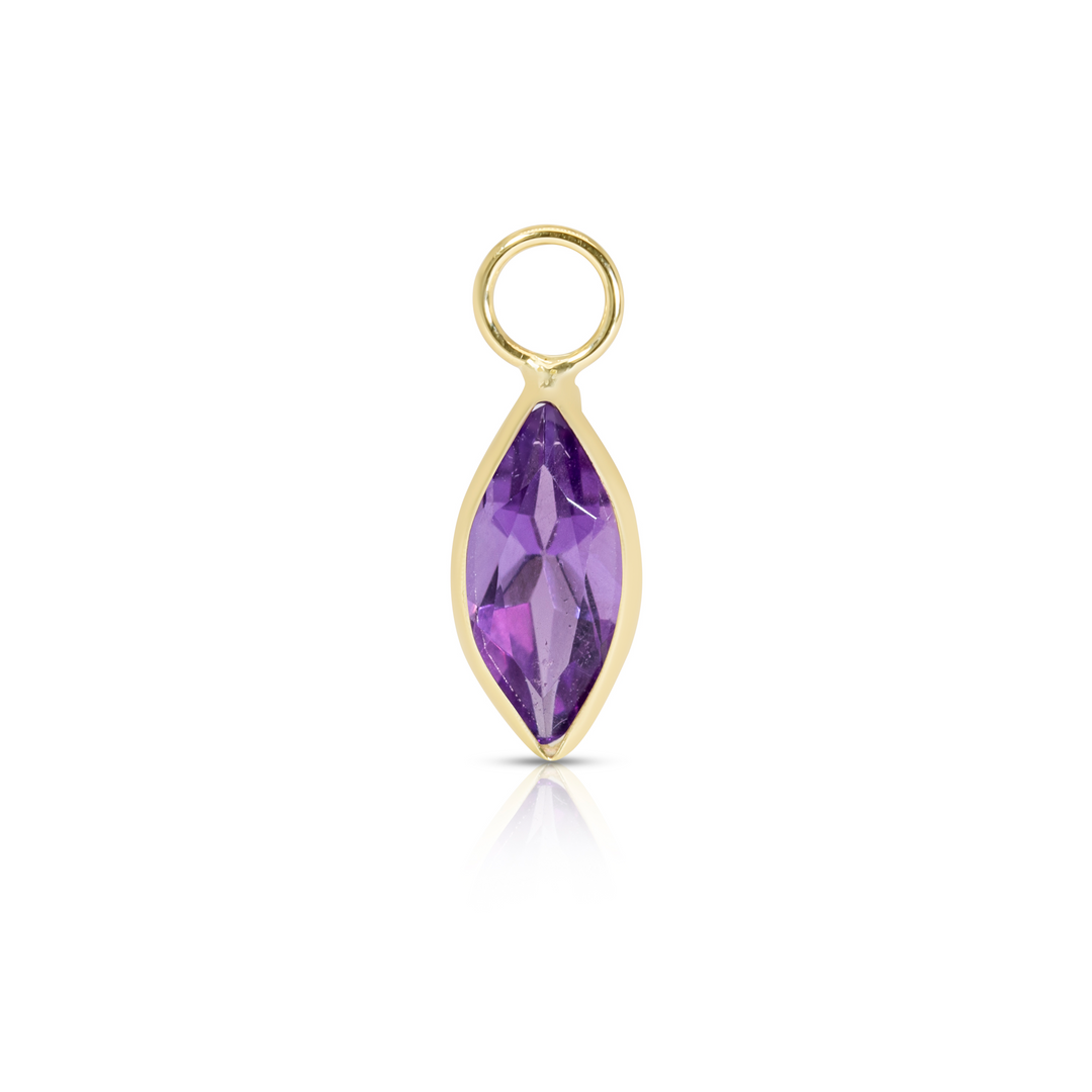14K Gold Amethyst Marquise Earring Charm