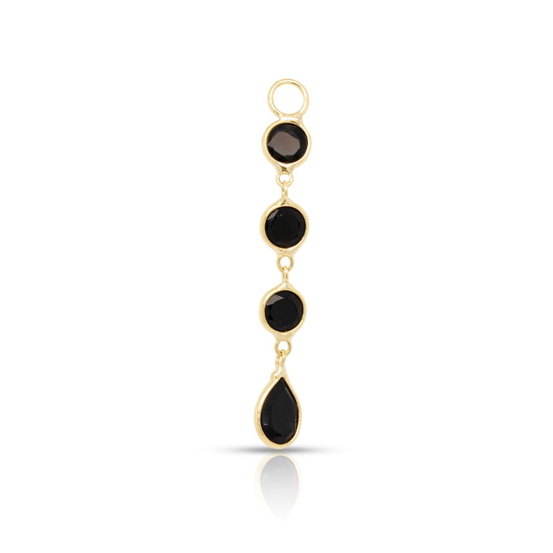 14K Gold Black Raindrop Earring Charm