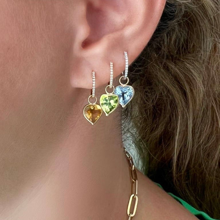 14K Gold Citrine Heart Earring Charm