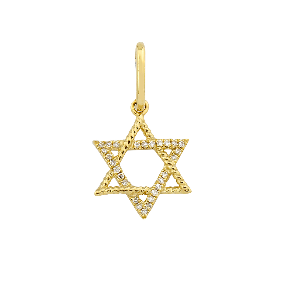 Braided Gold Diamond Star of David Charm