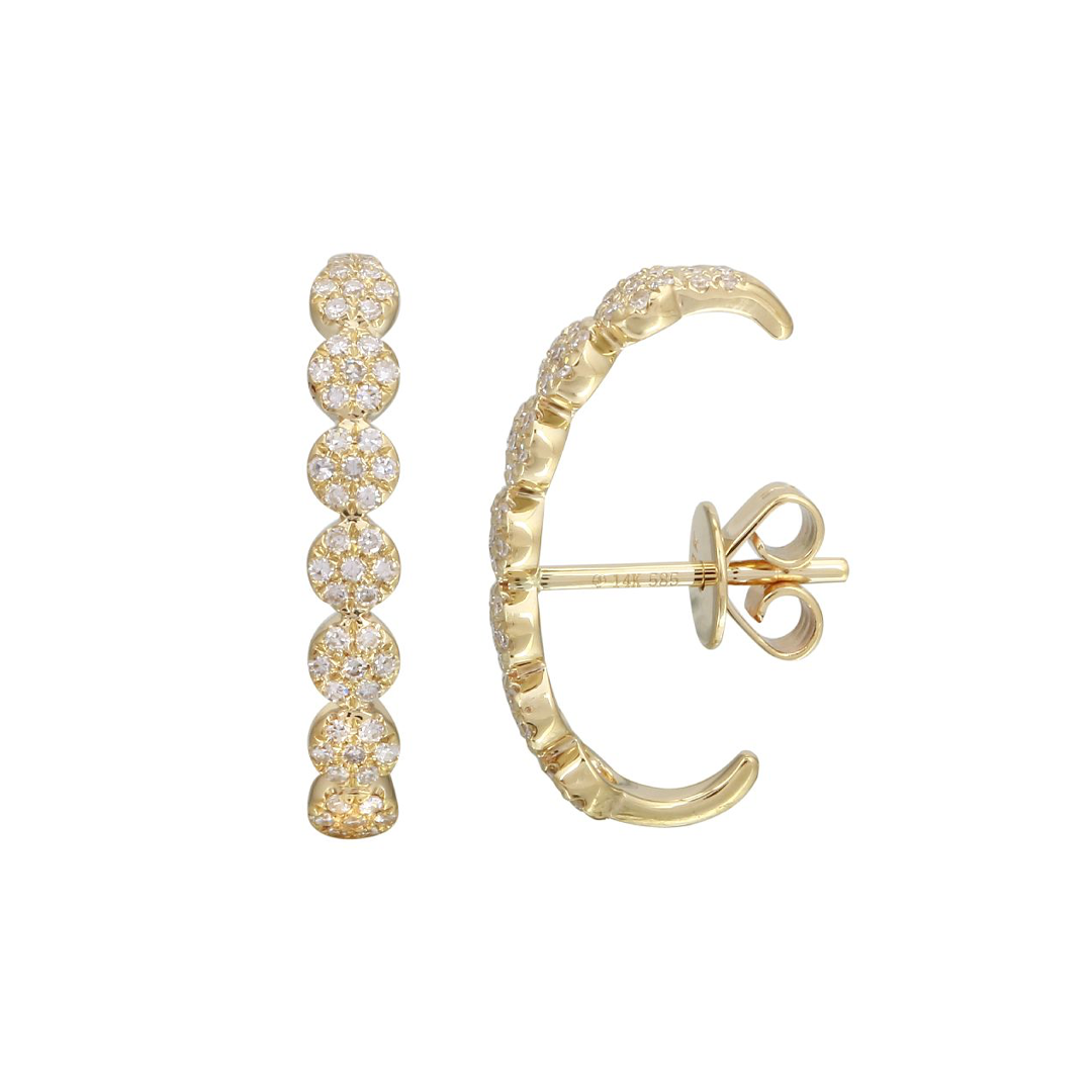 14K Yellow Gold Circle Diamond Pave Jumbo Ear Hug (sold as single)