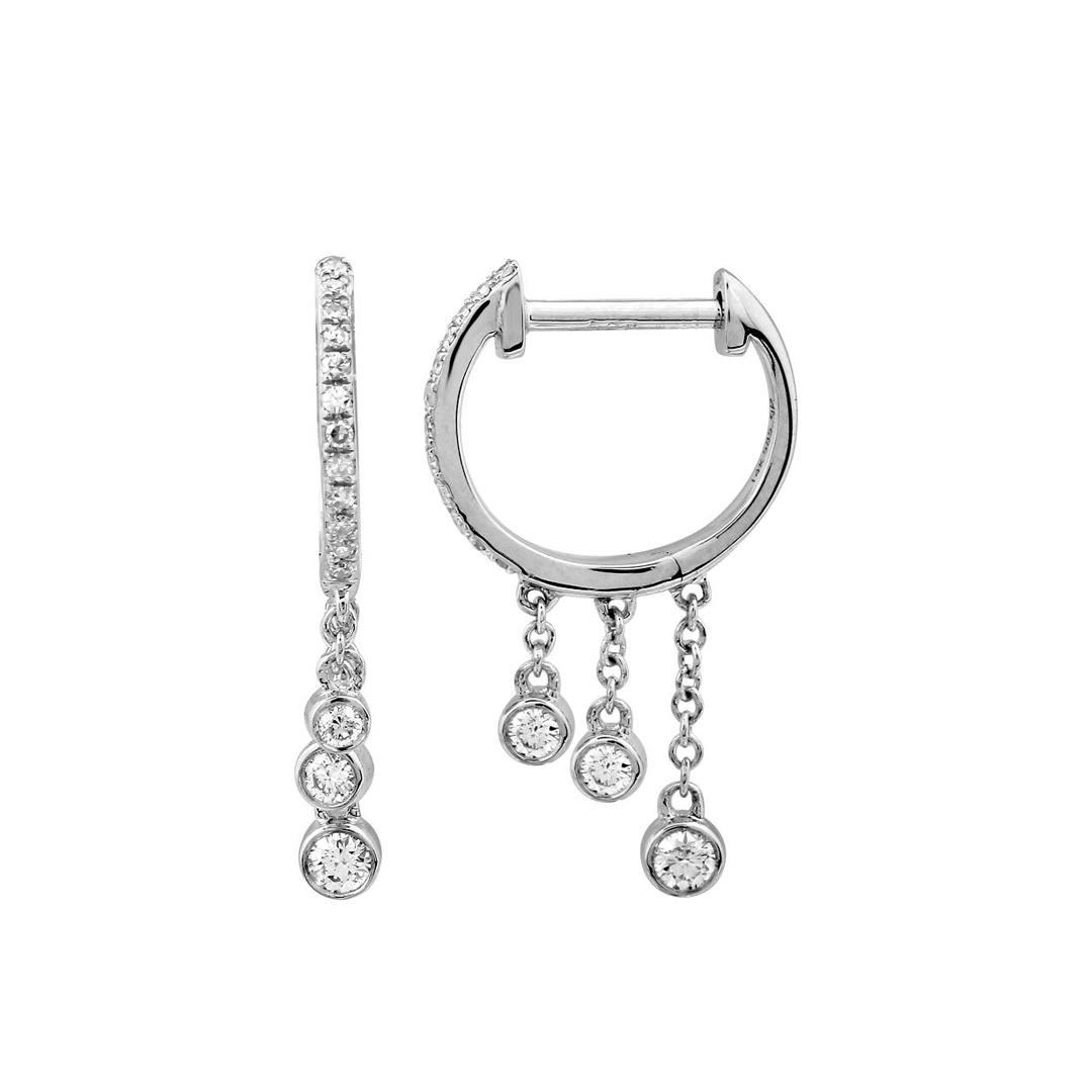 Dangling Bezel Diamond Hoop