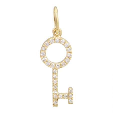 14K Gold Small Key Diamond Charm