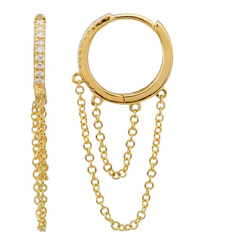 Diamond Double Chain Huggies