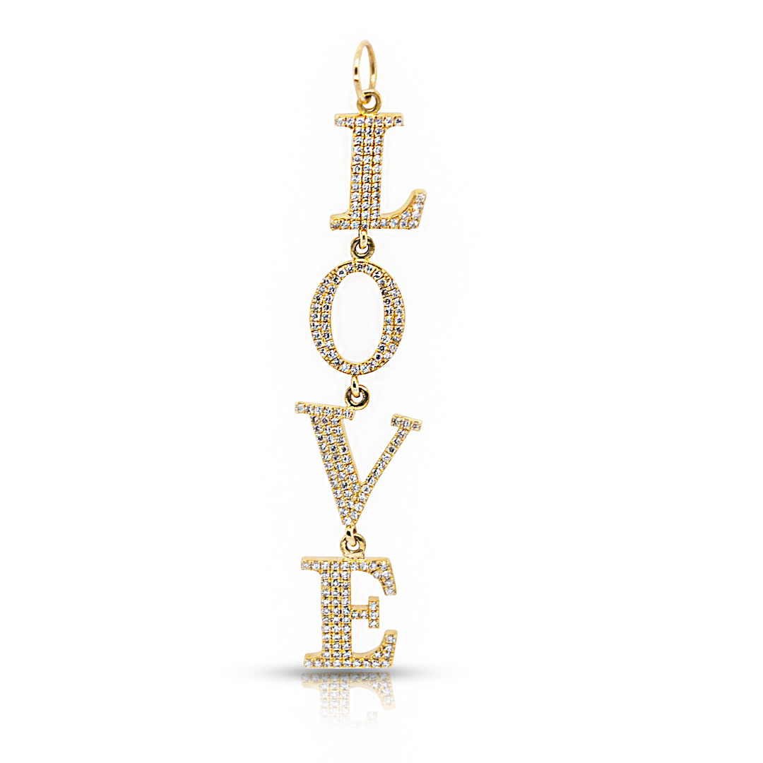 14K Yellow Gold Diamond Love Charm