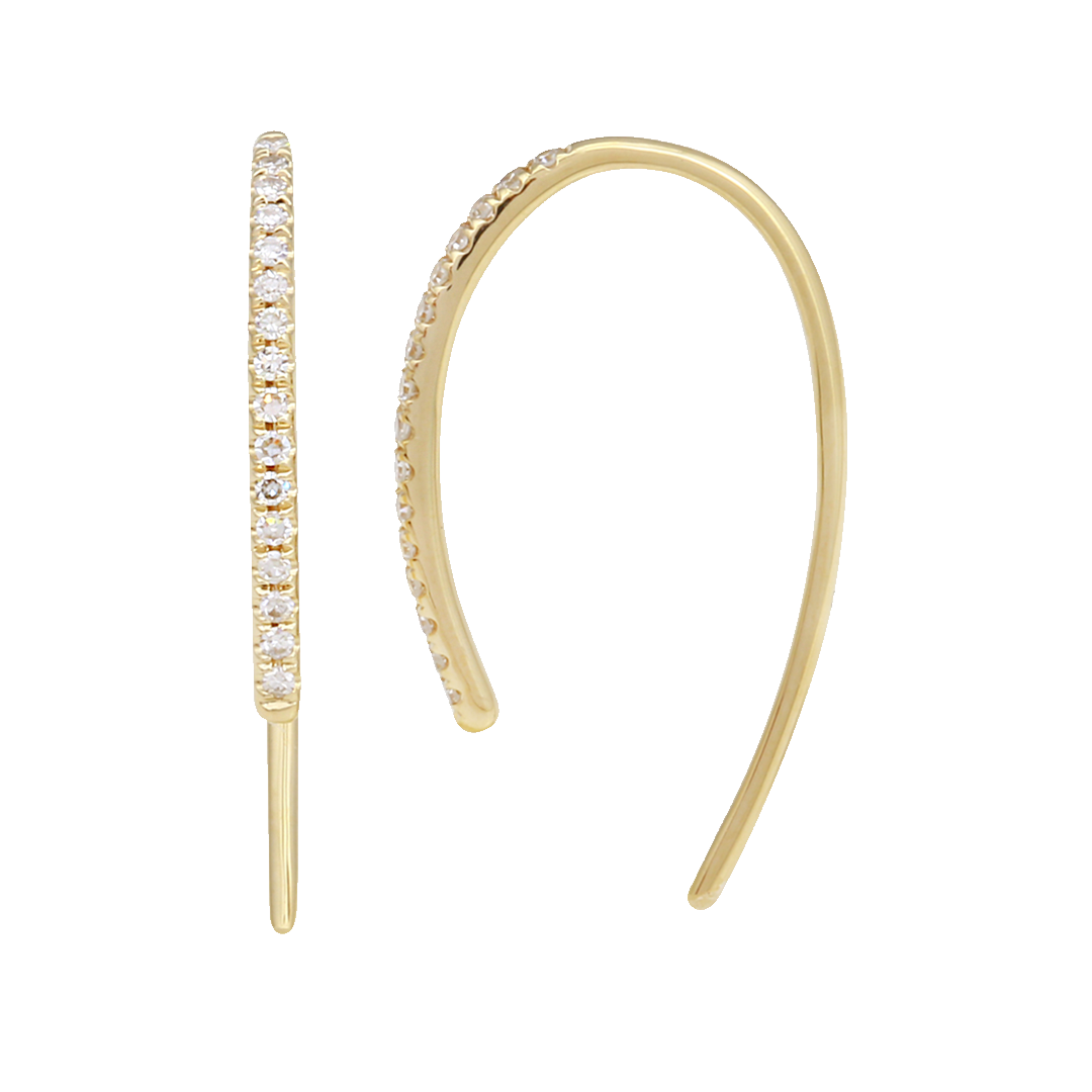 14K Yellow Gold Diamond Threader Earrings
