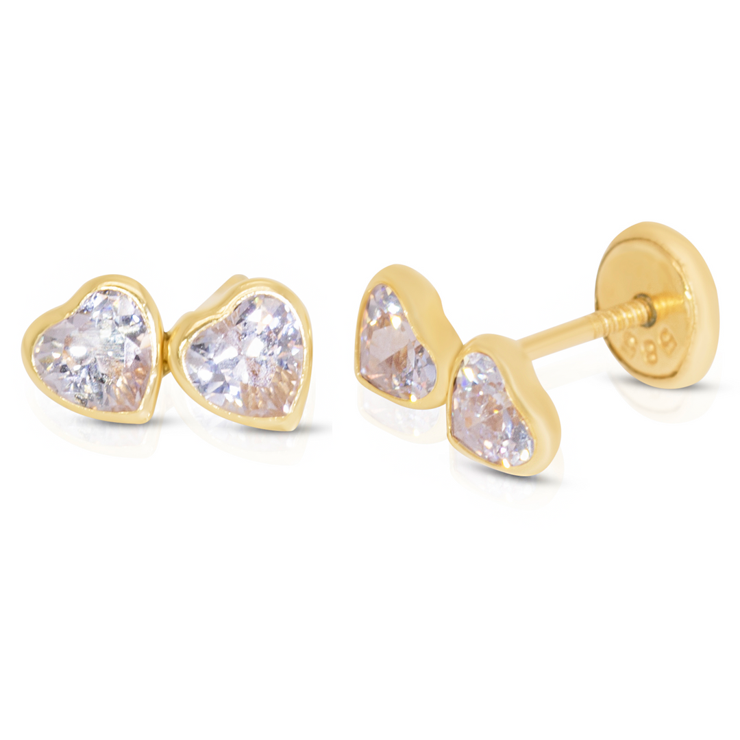 Double Hearts Baby Earrings