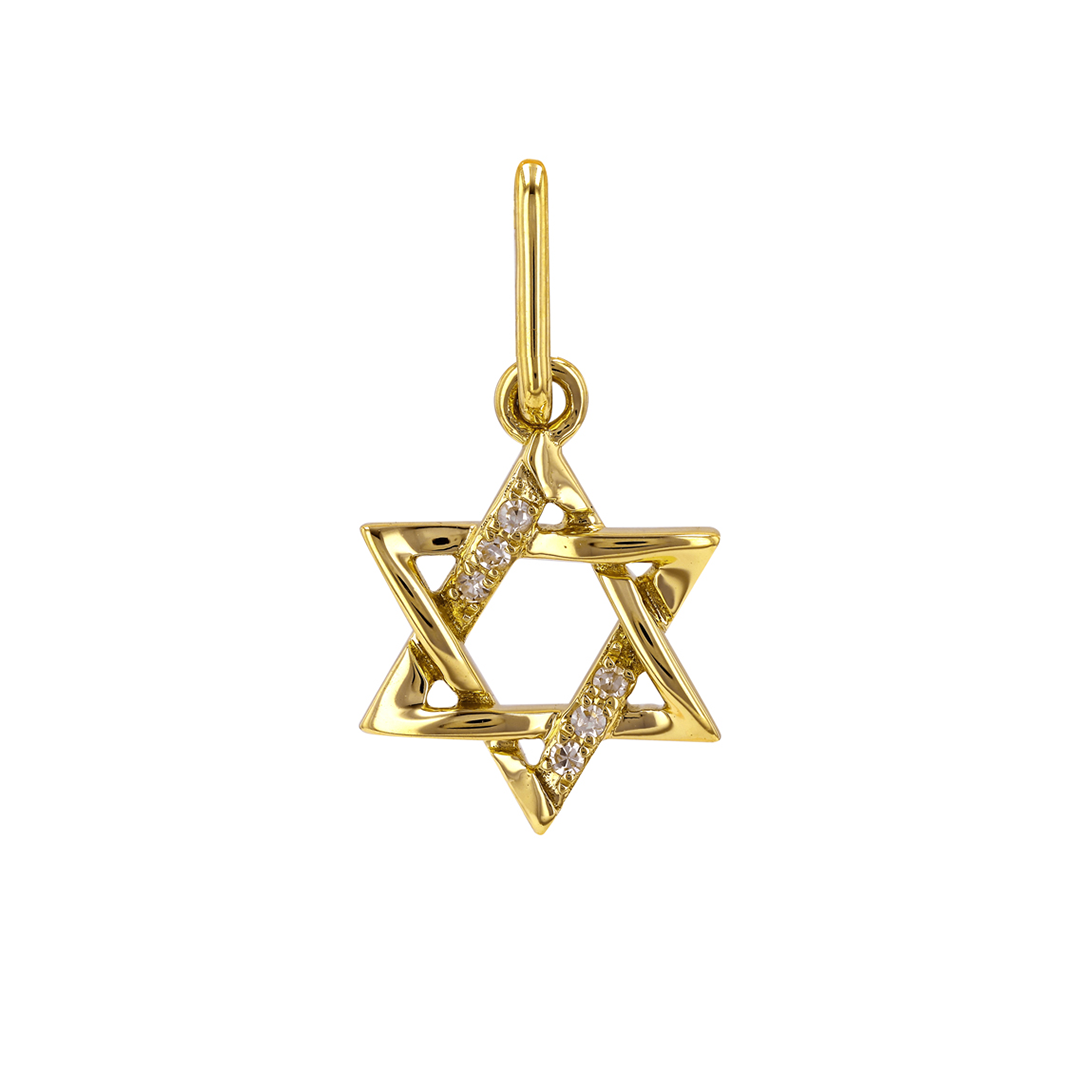 Gold Diamond Star of David Charm