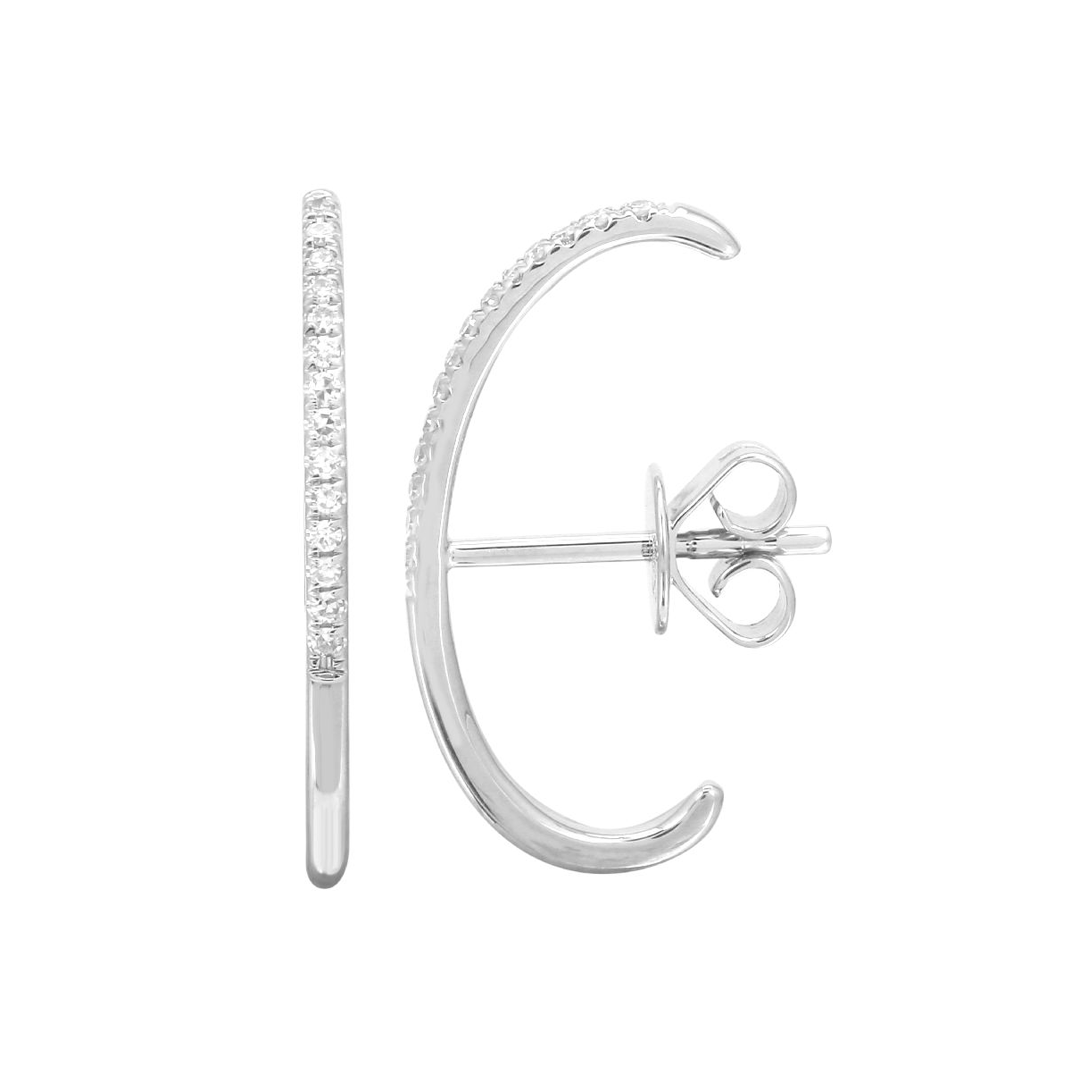 14K White Gold Half Diamond Ear Hug (sold as single)