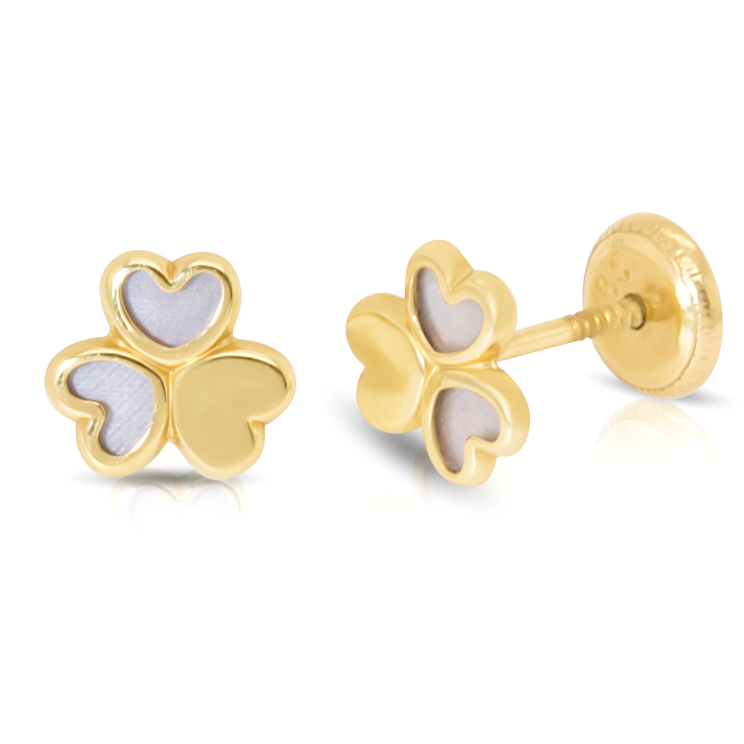Pearl Clover Bezel Studs