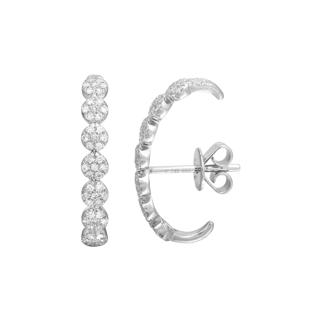 14K White Gold Circle Diamond Pave Jumbo Ear Hug (sold as single)