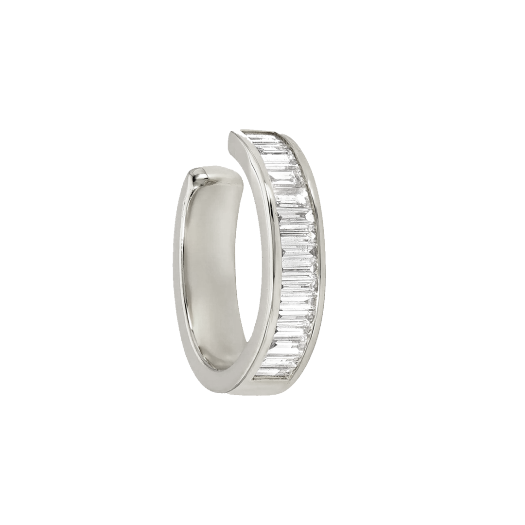 14K White Gold Diamond Baguette Ear Cuff (sold as single)