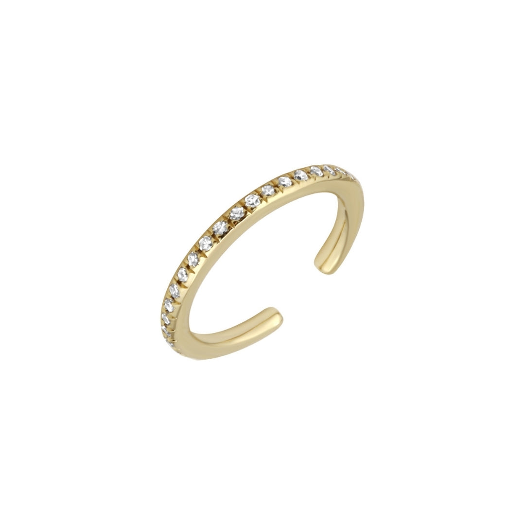 14K Yellow Gold Diamond Pave Classic Ear Cuff (sold as single)