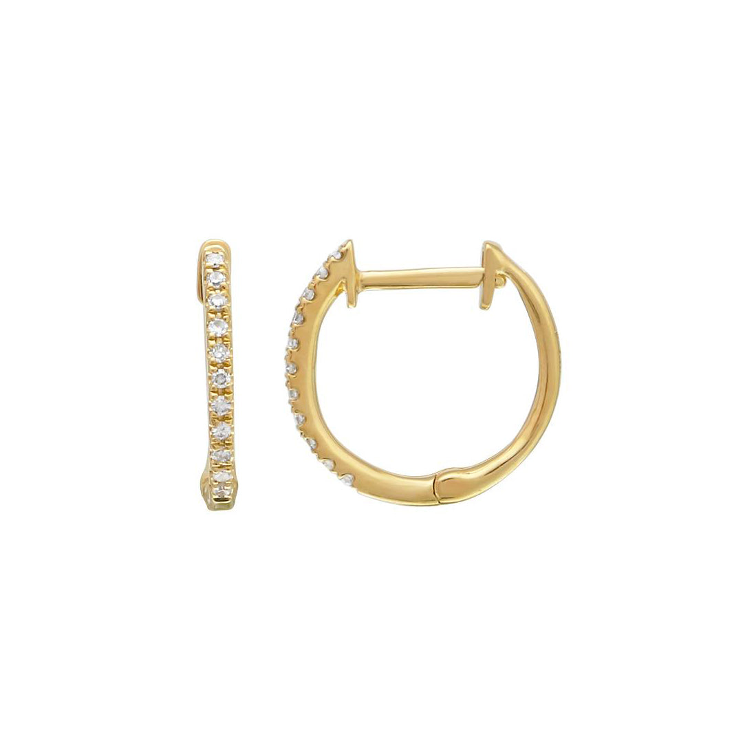 14K Gold and Diamonds 12mm Huggies