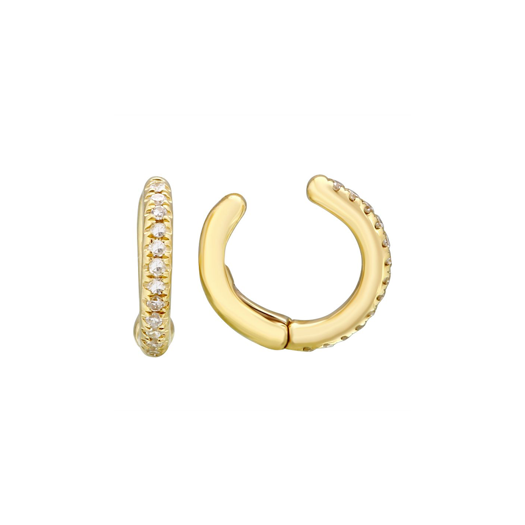 Half and half gold diamond ear cuff (Sold as single)