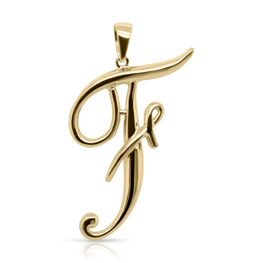 14K Yellow Gold Vermeil Silver Statement Initial Charm and Chocker Necklace