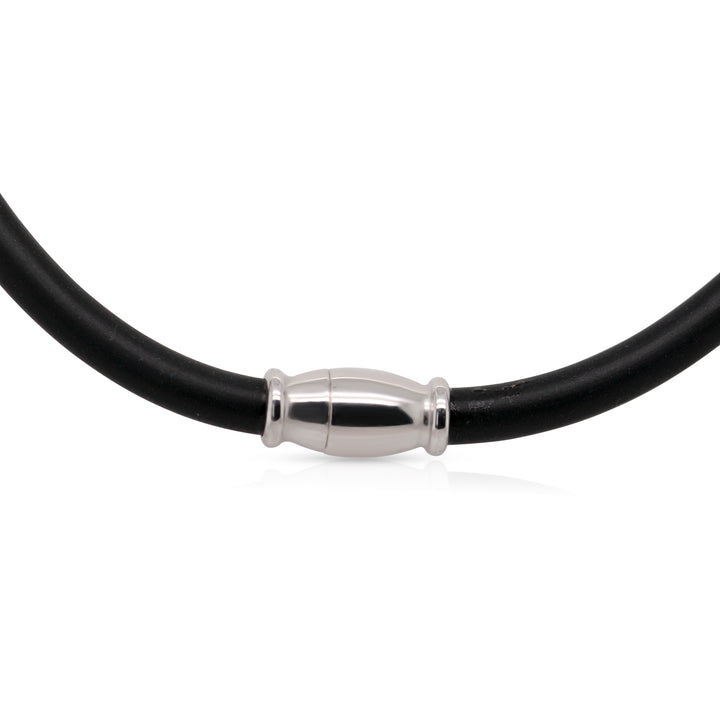 925 Sterling Silver Magnet Closure Black Rubber Chocker
