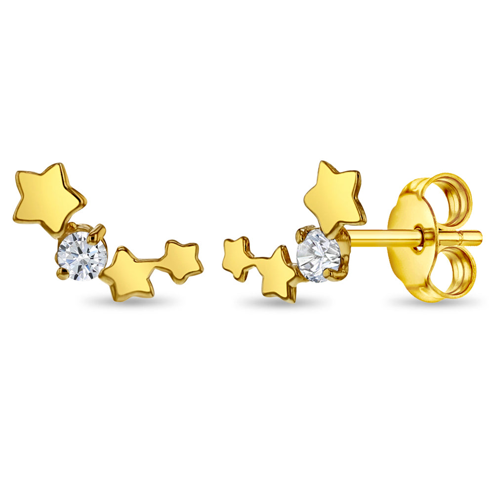 14K Gold Stars Earrings