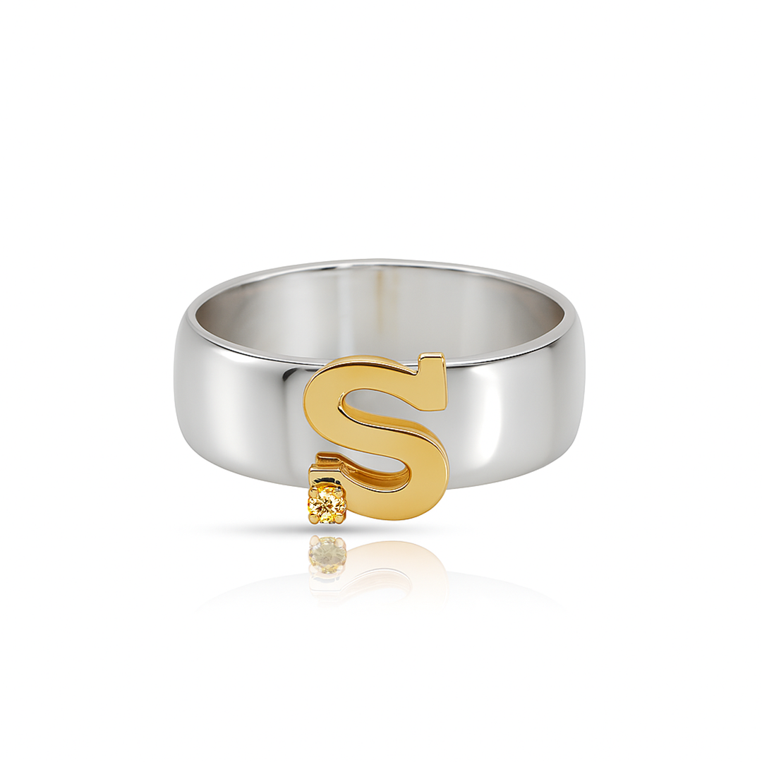 14K Mixed Gold & Sterling Silver, Birthstone Ring
