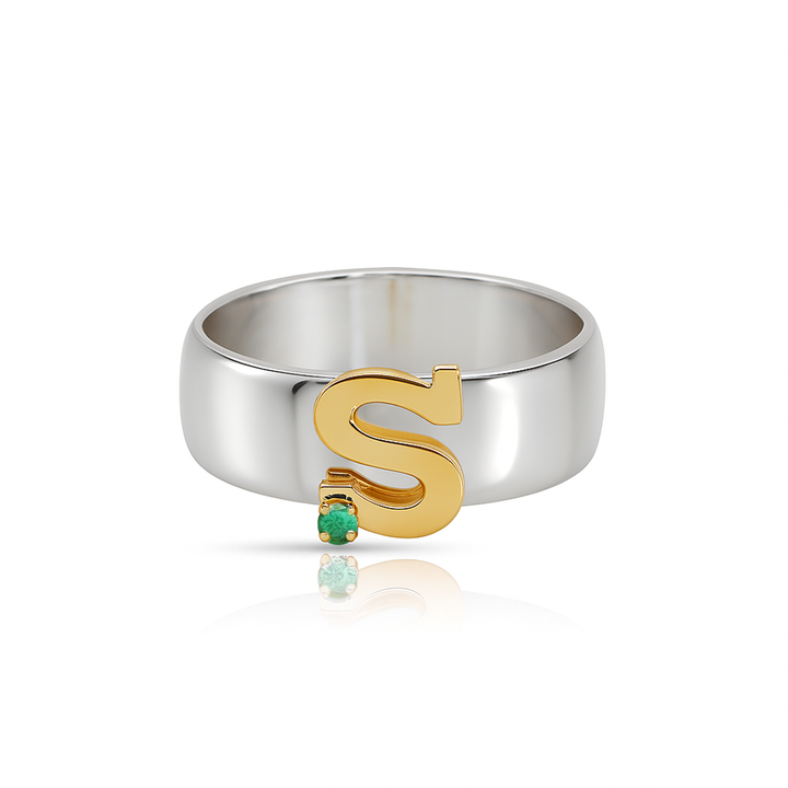 14K Mixed Gold & Sterling Silver, Birthstone Ring