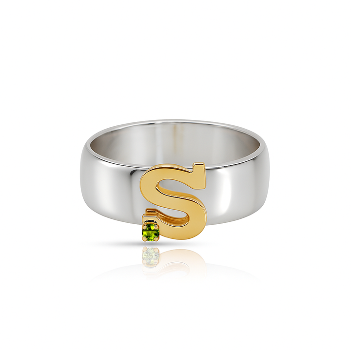 14K Mixed Gold & Sterling Silver, Birthstone Ring