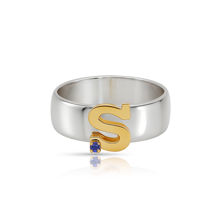 14K Mixed Gold & Sterling Silver, Birthstone Ring