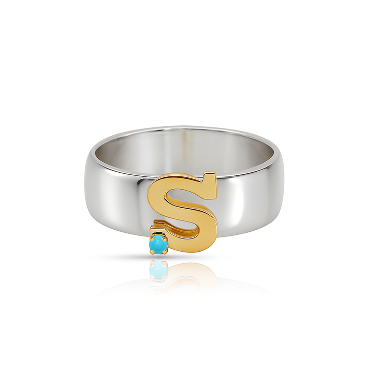 14K Mixed Gold & Sterling Silver, Birthstone Ring