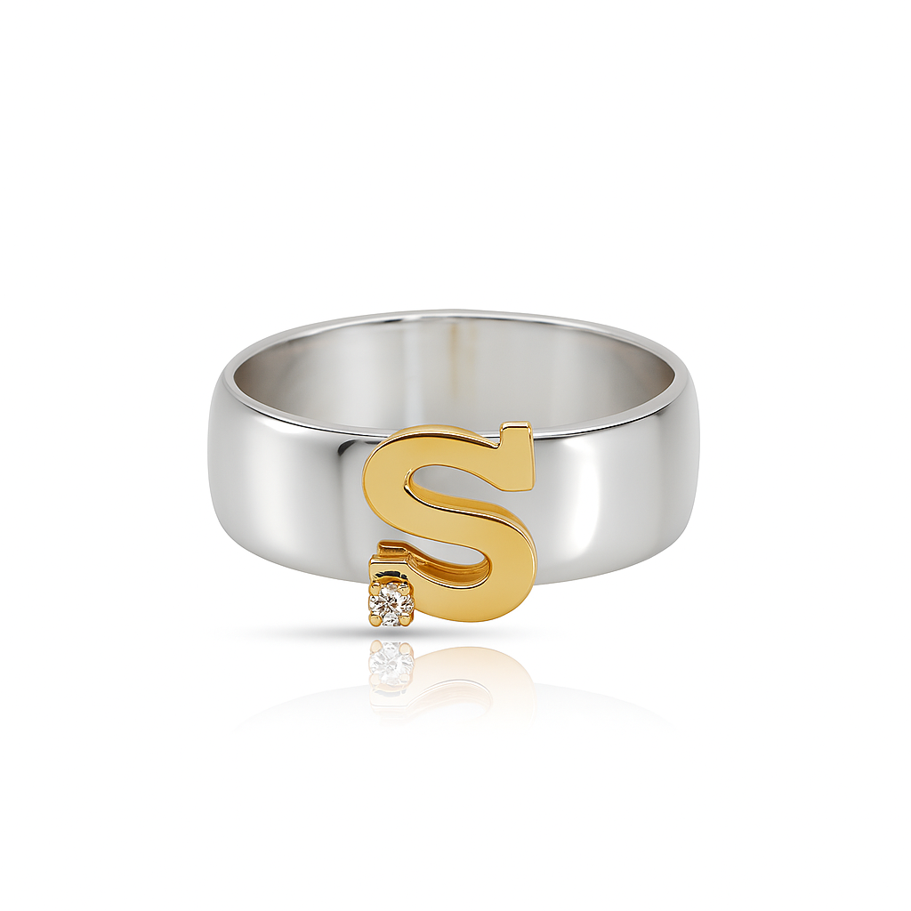 14K Mixed Gold & Sterling Silver, Birthstone Ring