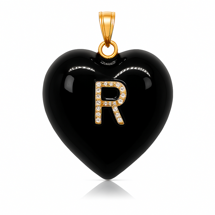 14K Gold, Diamonds, Enamel Large Puffy Heart Charm