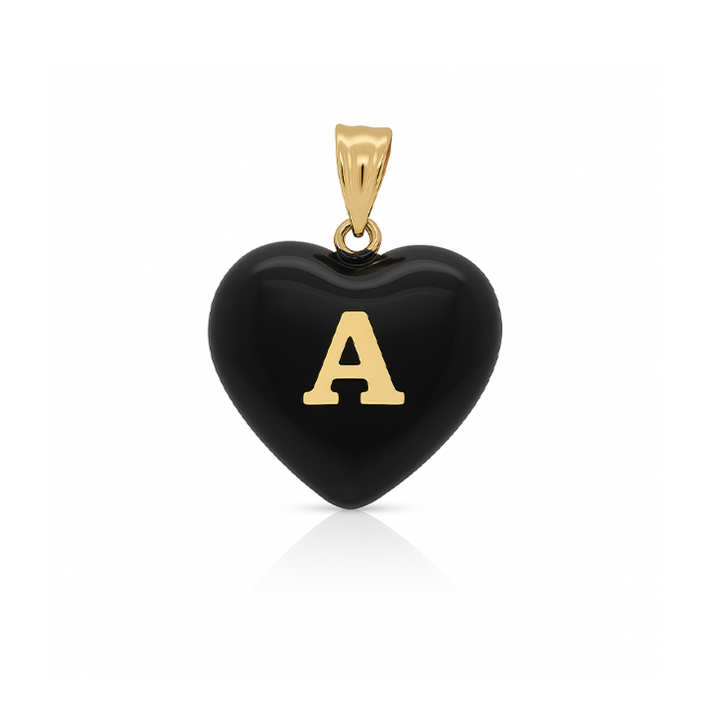 14K Gold, Diamonds, Enamel Small Puffy Heart Charm