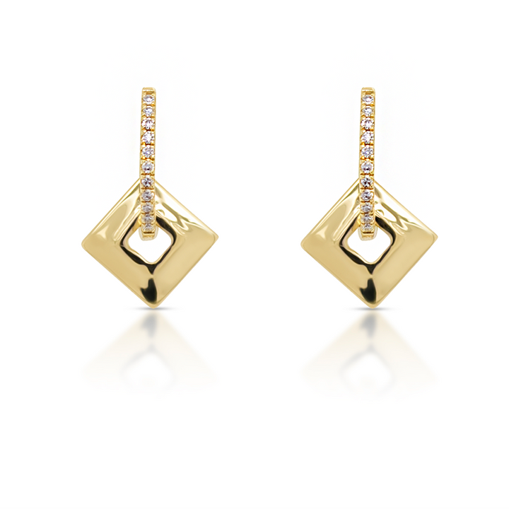 14K Gold Open Square Earring Charm