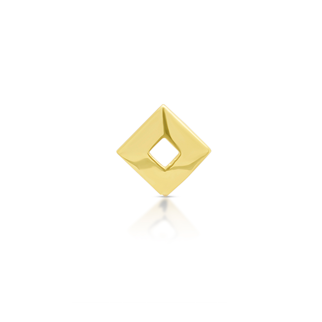 14K Gold Open Square Earring Charm