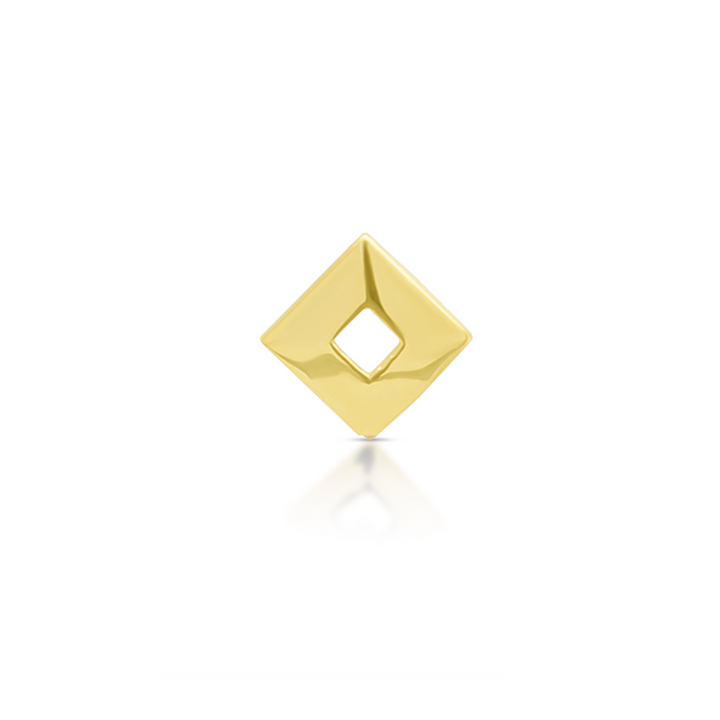 14K Gold Open Square Earring Charm