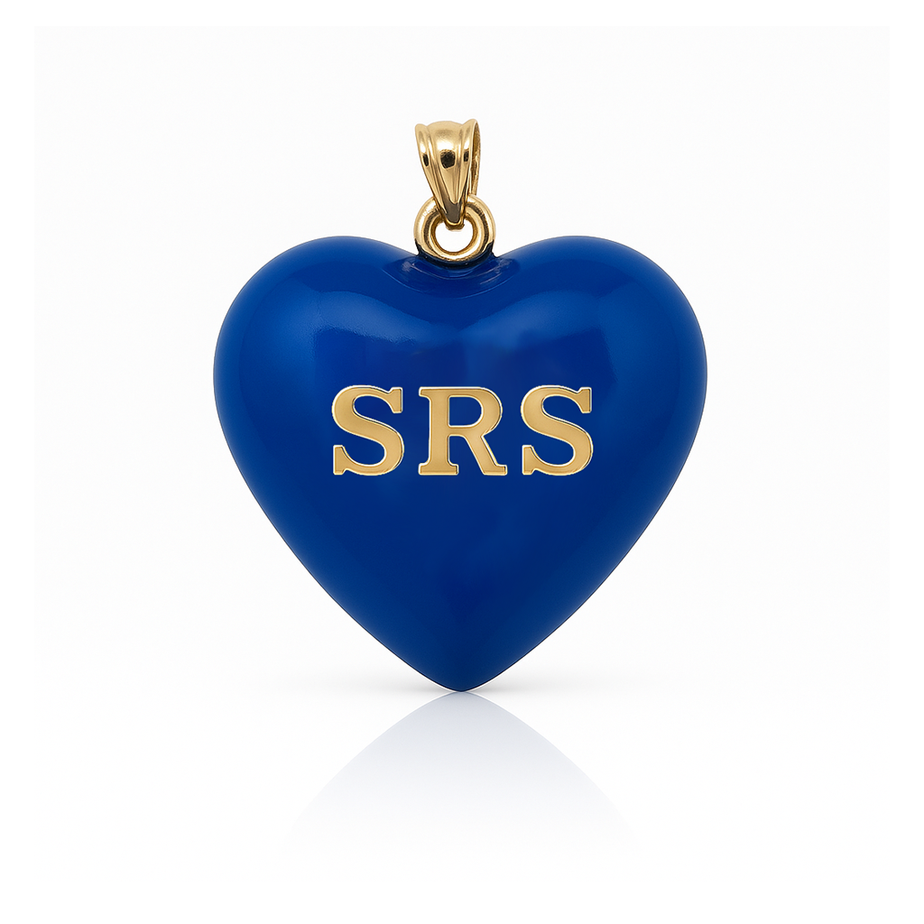 14K Gold  Enamel Medium Puffy Heart Charm