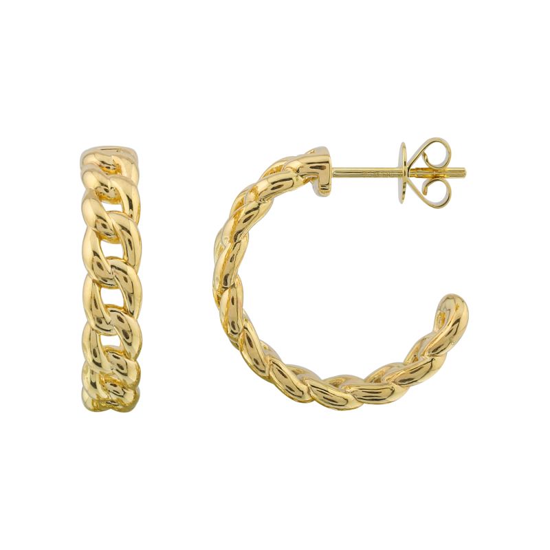 14K Yellow Gold Cuban Chain Small Hoops
