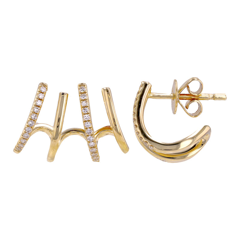 14K Yellow Gold Diamond Caged Stud Earrings
