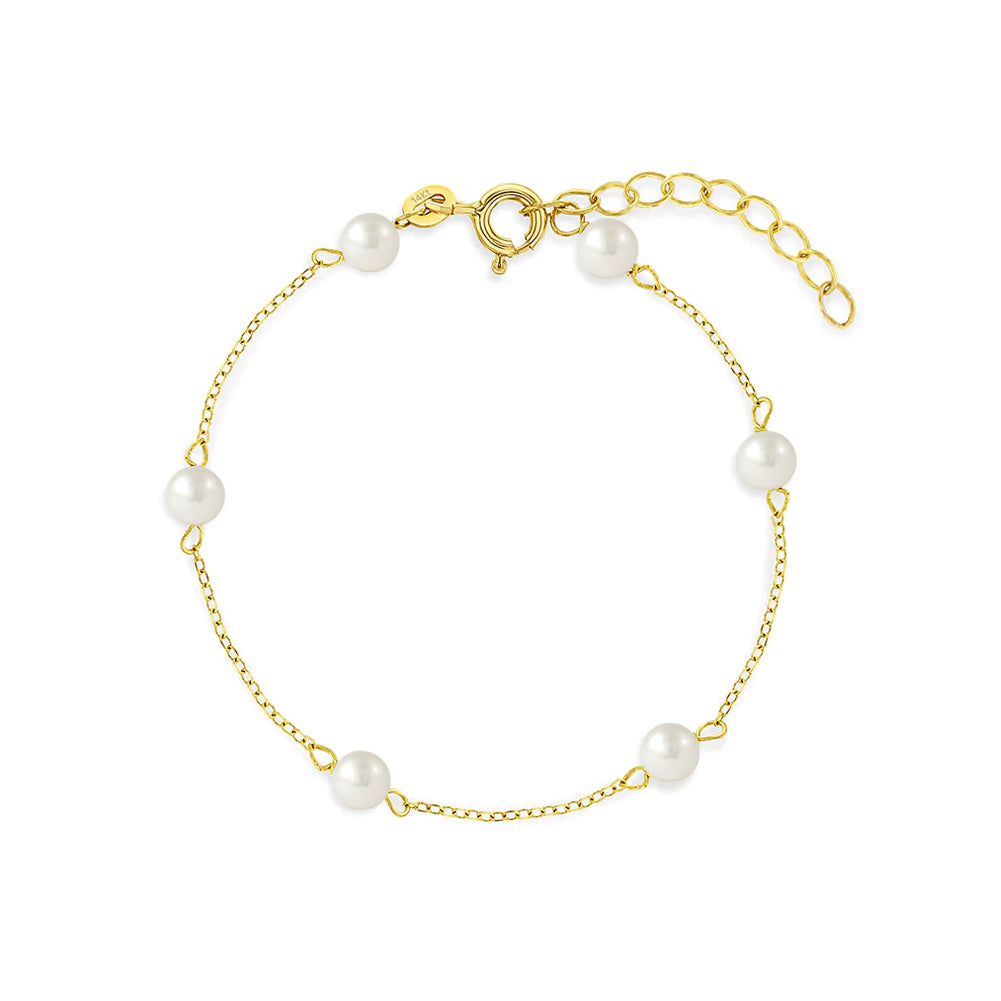 14K Gold Freshwater Cultured Pearl Toddler Bracelet