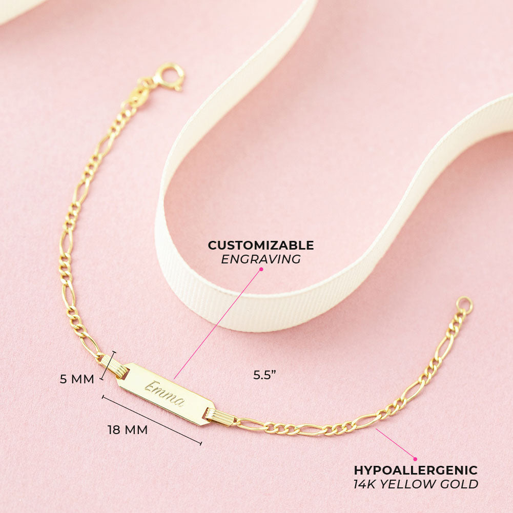 14K Gold Classic Engravable Children's Bracelet
