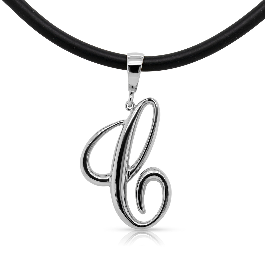 925 Sterling Silver Statement Initial Charm and Chocker Necklace