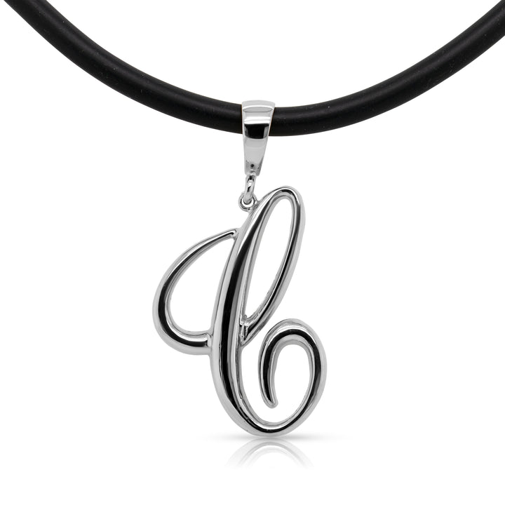 925 Sterling Silver Statement Initial Charm and Chocker Necklace