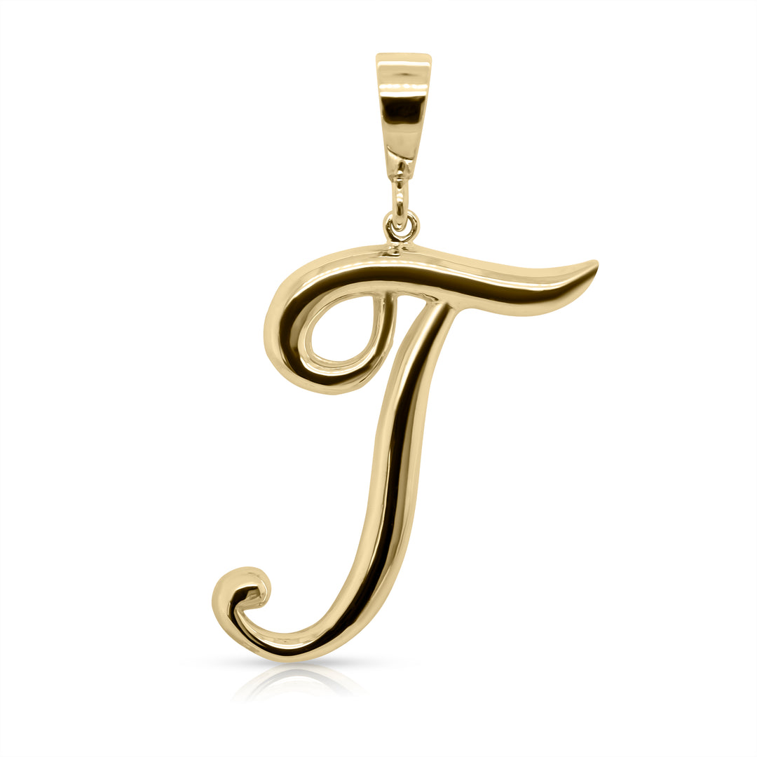 14K Yellow Gold Vermeil Silver Statement Initial Charm and Chocker Necklace