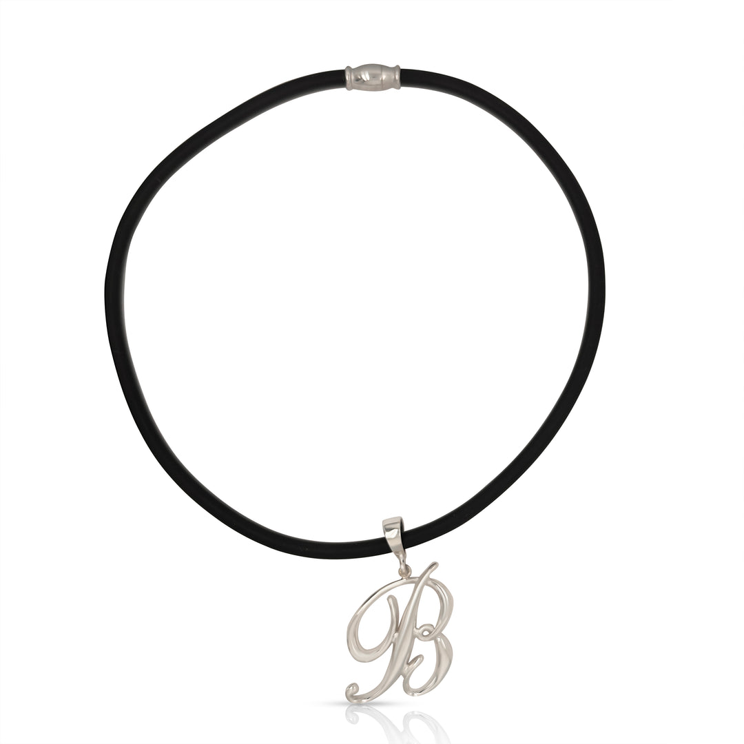 925 Sterling Silver Statement Initial Charm and Chocker Necklace